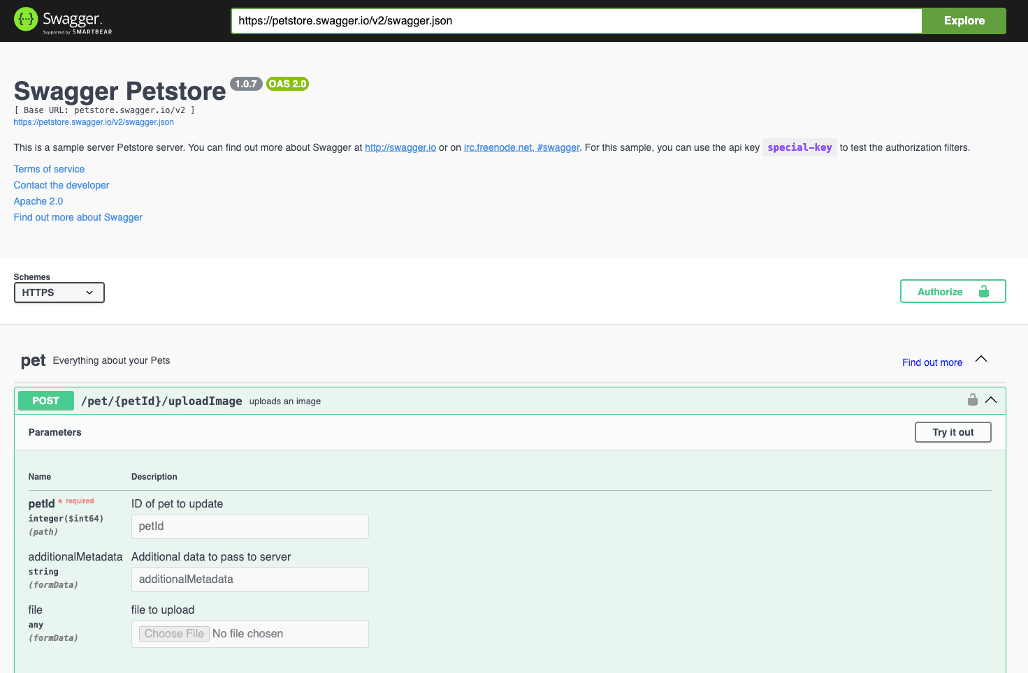 Contoh tampilan dokumentasi API menggunakan Swagger UI