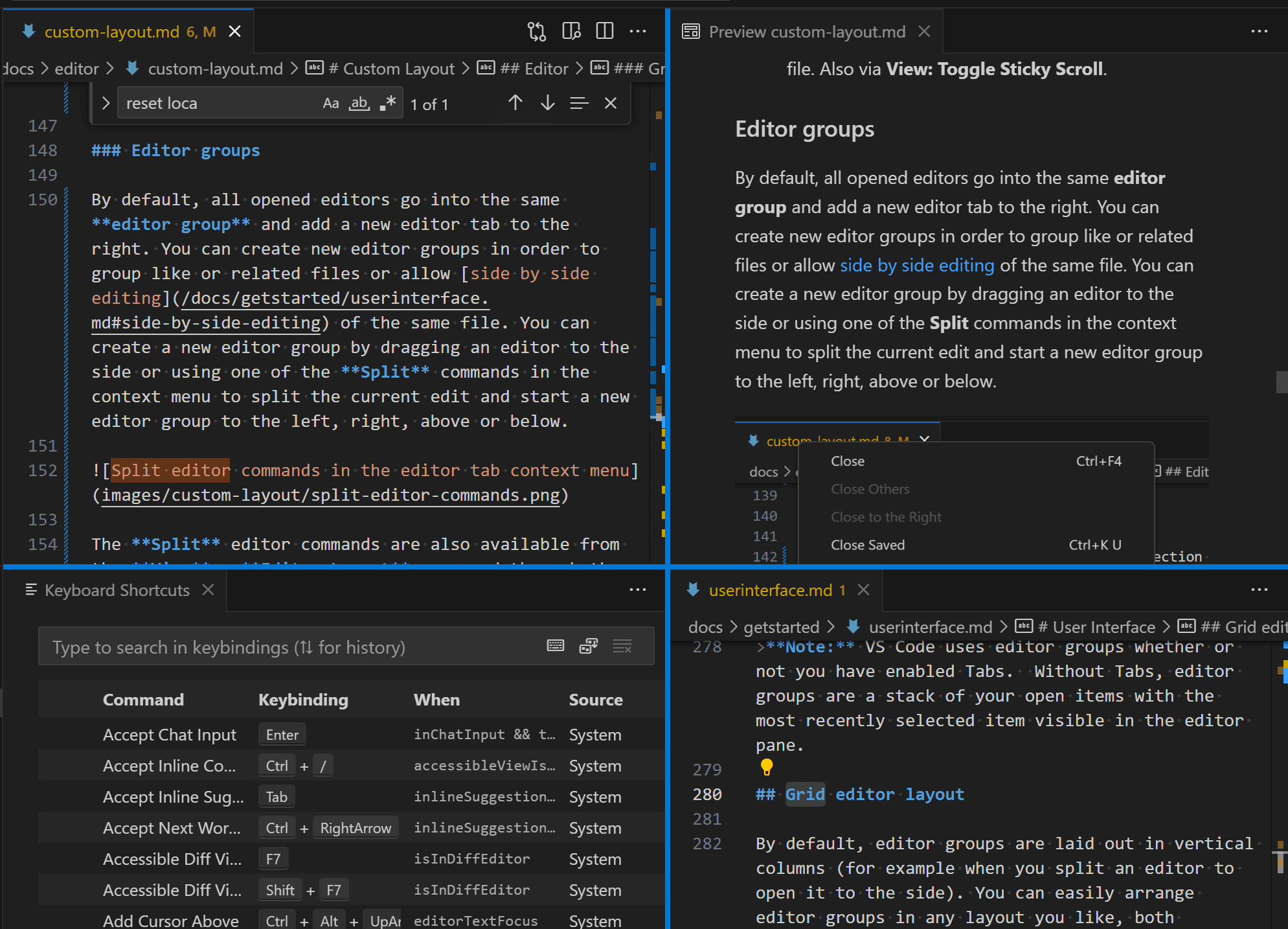 Contoh Split Editor di VS Code